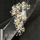 Ceramic Ginkgo Cascading B (Spiral) Branch Chandelier-