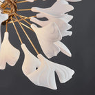 Ceramic Ginkgo Cascading Chandelier - 79"HAll white leavesBlushlighting