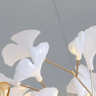 Ceramic Ginkgo Cascading Chandelier - 79"HAll white leavesBlushlighting