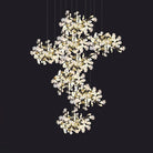 Ceramic Ginkgo Cascading Chandelier-chandeliers for dining room,chandeliers for stairways,chandeliers for foyer,chandeliers for bedrooms,chandeliers for kitchen,chandeliers for living room-118"H-White + gold accents-Blushlighting