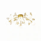 Ceramic Ginkgo Glass Ceiling Lamp - 6+5 Heads 39.4"X H 11.8"Blushlighting