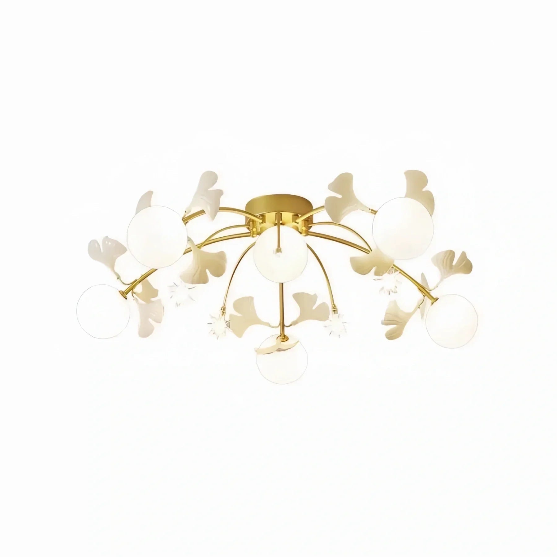 Ceramic Ginkgo Glass Ceiling Lamp - 6+5 Heads 39.4"X H 11.8"Blushlighting