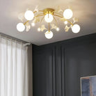 Ceramic Ginkgo Glass Ceiling Lamp - 6+5 Heads 39.4"X H 11.8"Blushlighting
