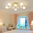 Ceramic Ginkgo Glass Ceiling Lamp-