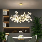 Ceramic Ginkgo Linear Branch Chandelier-All white leaves-L80CM (L31½")-