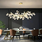 Ceramic Ginkgo Linear Branch Chandelier-All white leaves-L150CM (L59")-