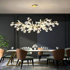 Ceramic Ginkgo Linear Branch Chandelier - All white leavesL150CM (L59")Blushlighting