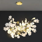 Ceramic Ginkgo Linear Branch Chandelier - All white leavesL120CM (L47¼")Blushlighting