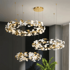 Ceramic Ginkgo Rings Branch Chandelier - All white leavesD39¼"+ D31½" +D23½"Blushlighting