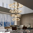 Ceramic Ginkgo Rings Linear Branch Chandelier - All white leavesD47¼"+D39¼"+ D31½" +D23½"Blushlighting