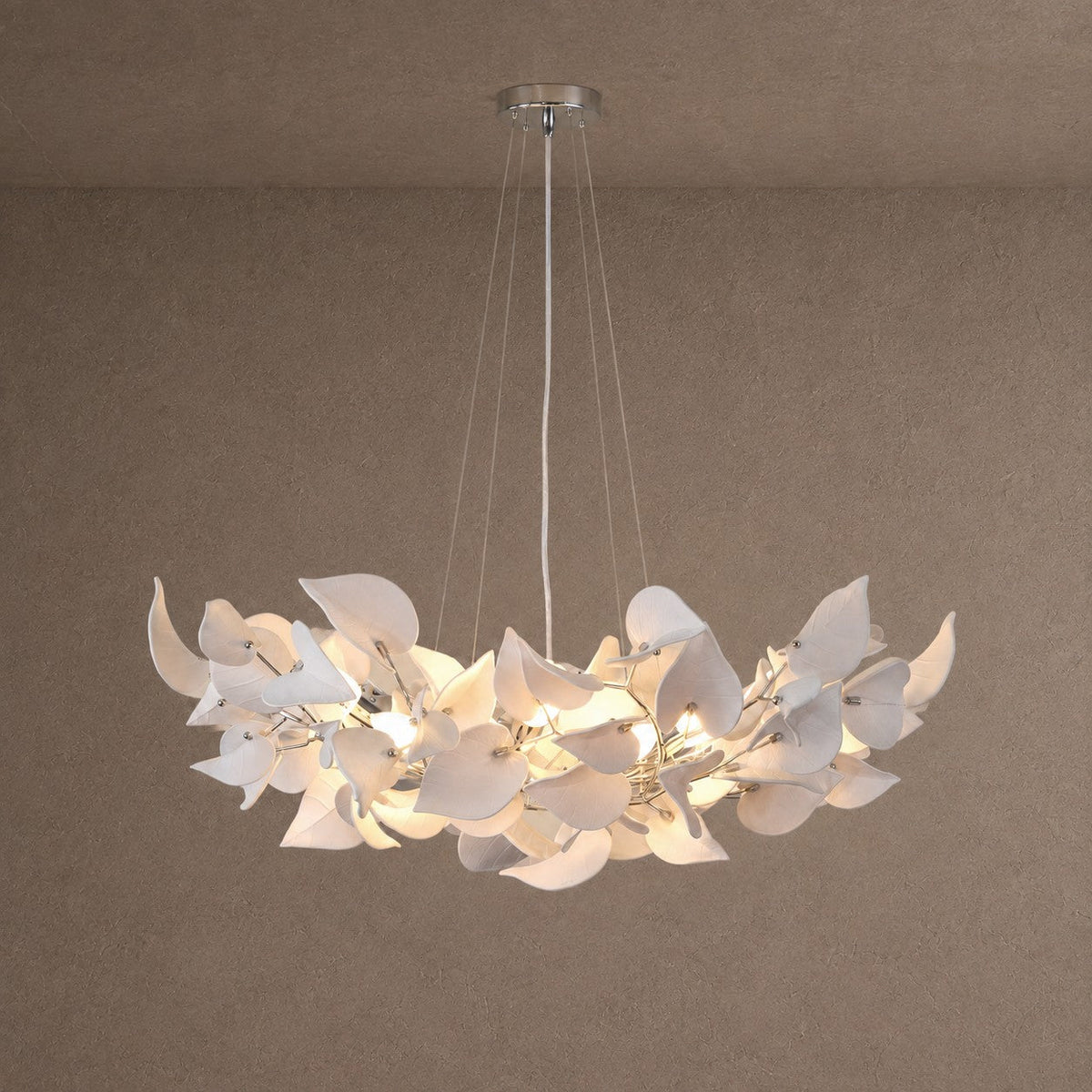 Ceramic Heart Leaf Round Pendant D1000 - Chrome - Blushlighting
