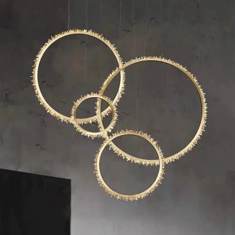 Cervine Modern Rock Crystal Ring Round Chandelier Cluster - Blushlighting