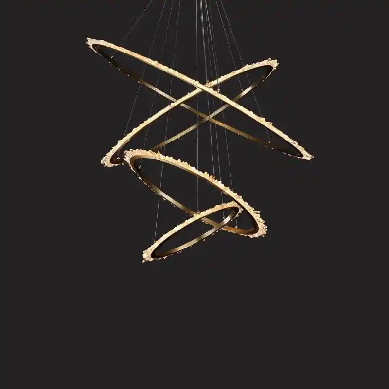Cervine Modern Rock Crystal Ring Round Chandelier Cluster - Blushlighting