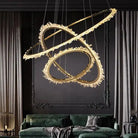 Cervine Modern Rock Crystal Ring Round Chandelier Cluster - Blushlighting