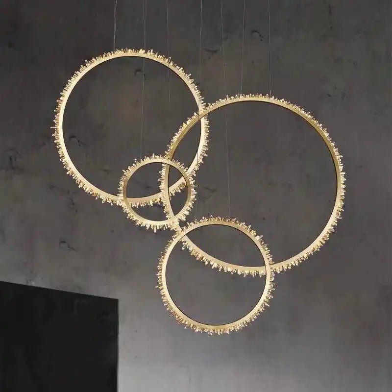 Cervine Modern Rock Crystal Ring Round Chandelier Cluster - Blushlighting