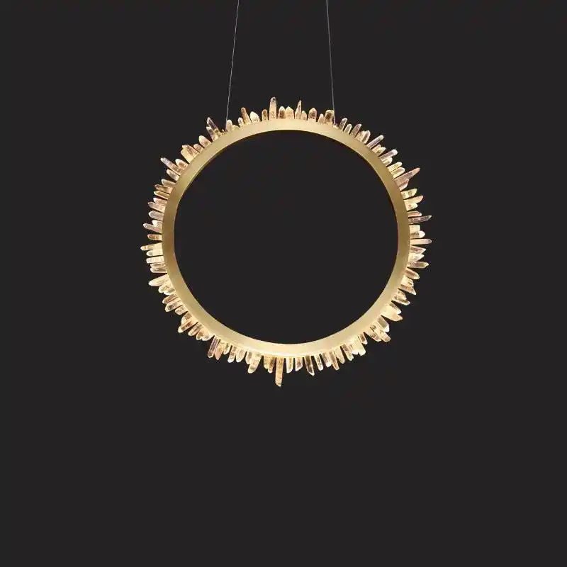 Cervine Modern Rock Crystal Ring Round Chandelier Cluster - Blushlighting