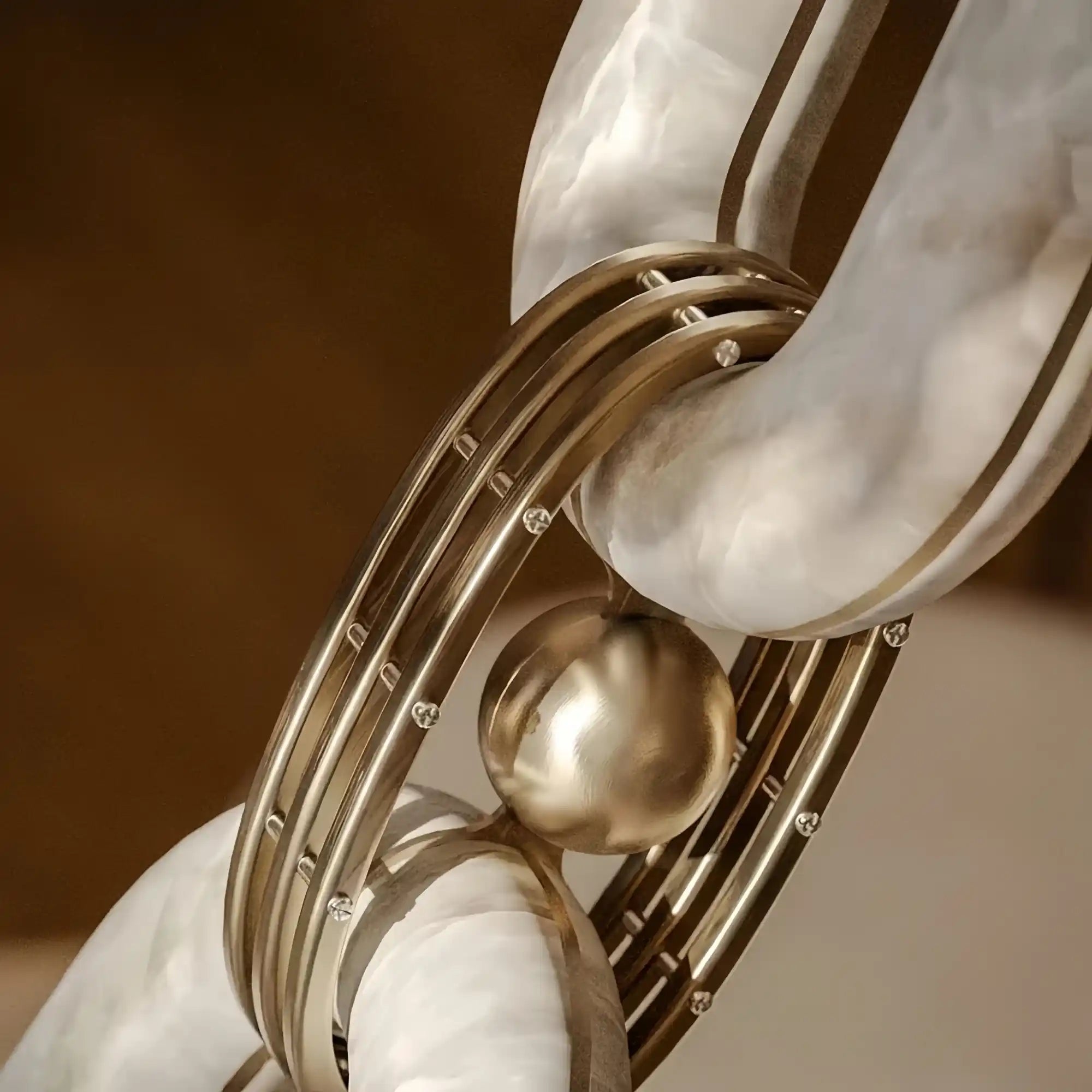 Chain Alabaster Link Chandelier - ∅ 39.4″ x H 98.4″Gold & WhiteBlushlighting