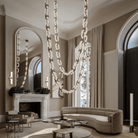 Chain Alabaster Link Chandelier - ∅ 39.4″ x H 98.4″Gold & WhiteBlushlighting