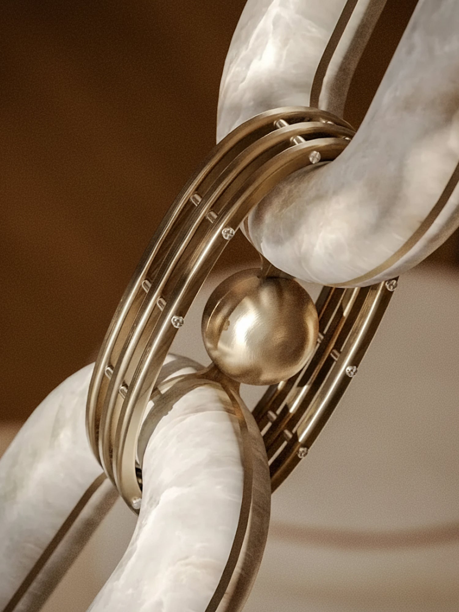 Chain Link Chandelier - ∅ 19.7″ x H 59.1″Gold & WhiteWarm LightBlushlighting