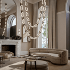 Chain Link Chandelier - ∅ 19.7″ x H 59.1″Gold & WhiteWarm LightBlushlighting