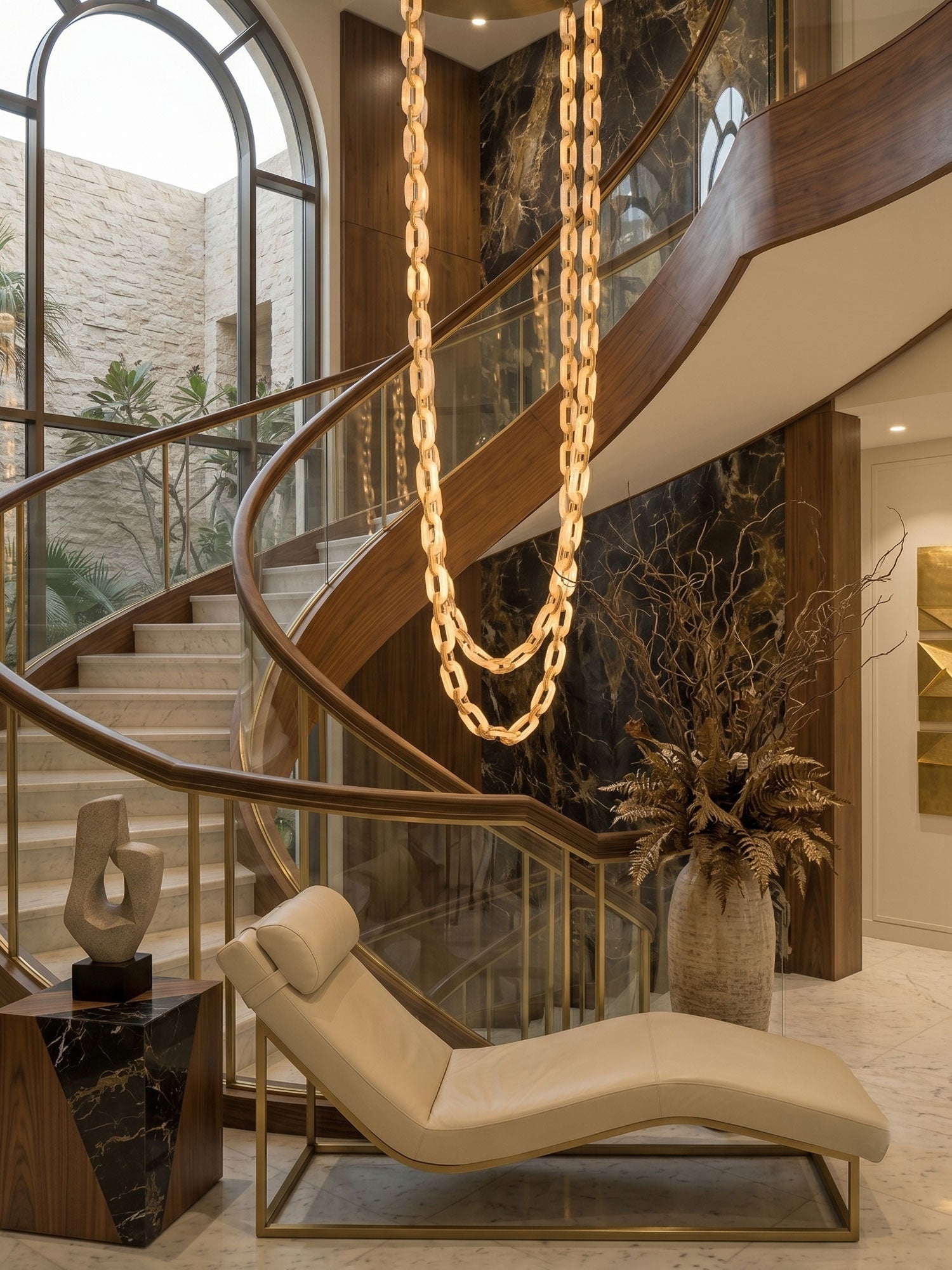 Chain Link Chandelier - ∅ 19.7″ x H 59.1″Gold & WhiteWarm LightBlushlighting