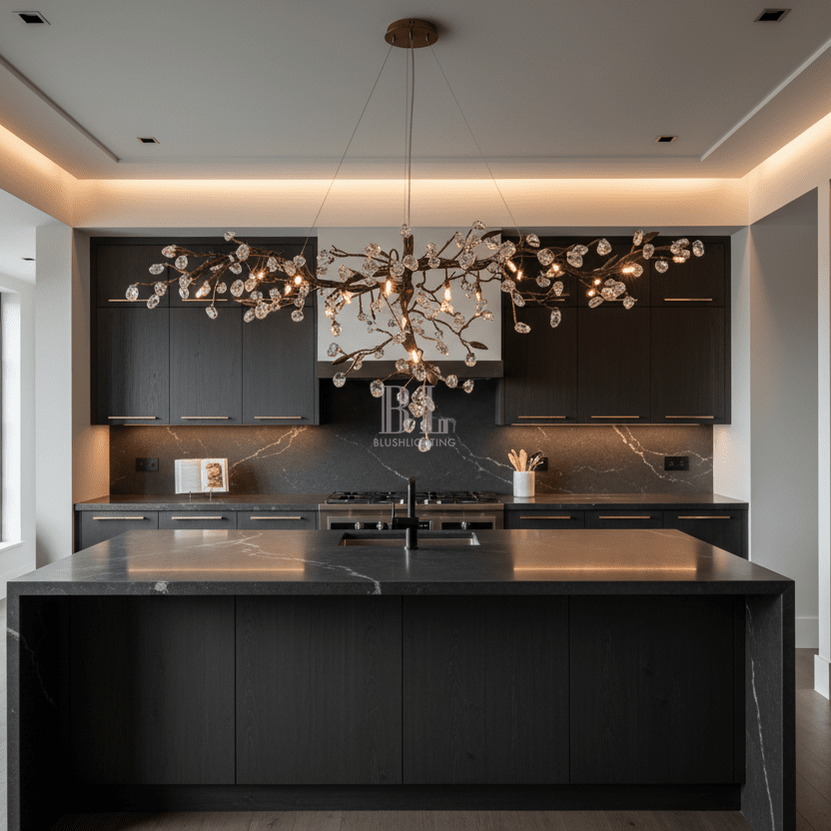 Cherry Blossom Branch Tree Chandelier - 49" LengthDark CopperBlushlighting
