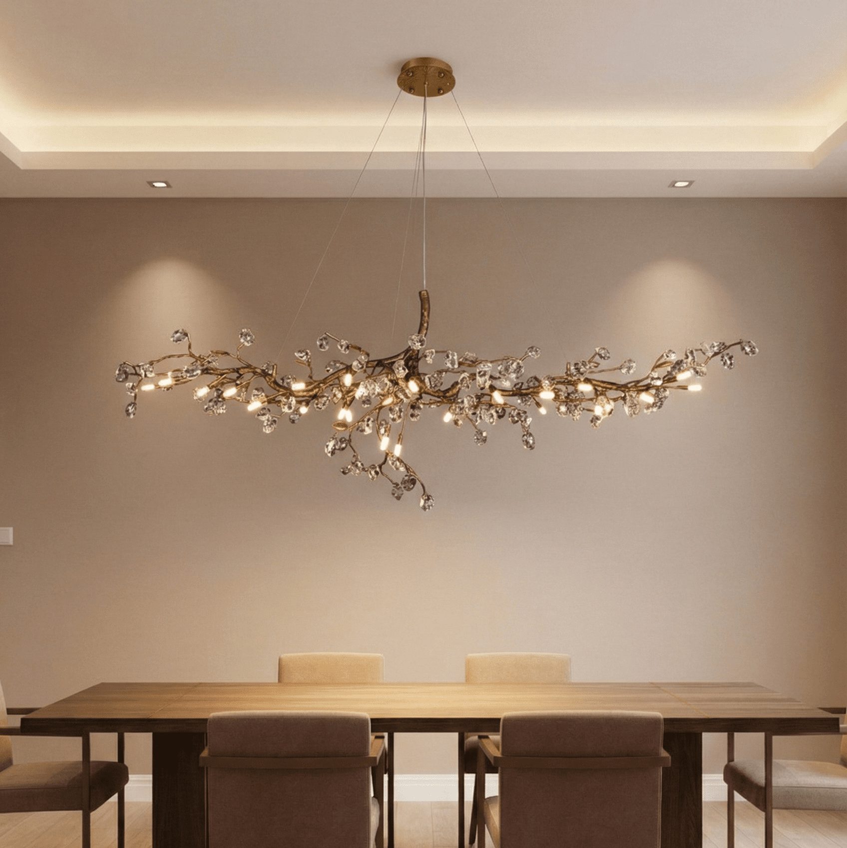 Cherry Blossom Branch Tree Chandelier - 49" LengthDark CopperBlushlighting