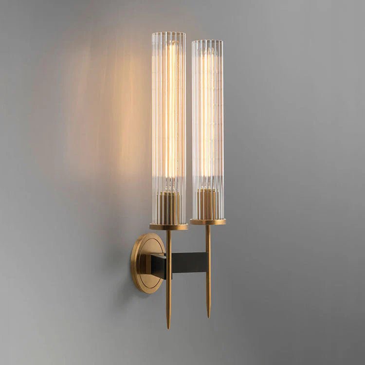 Chevelle Double Sconce, Modern Solid Brass Glass Wall Lamp - Blushlighting