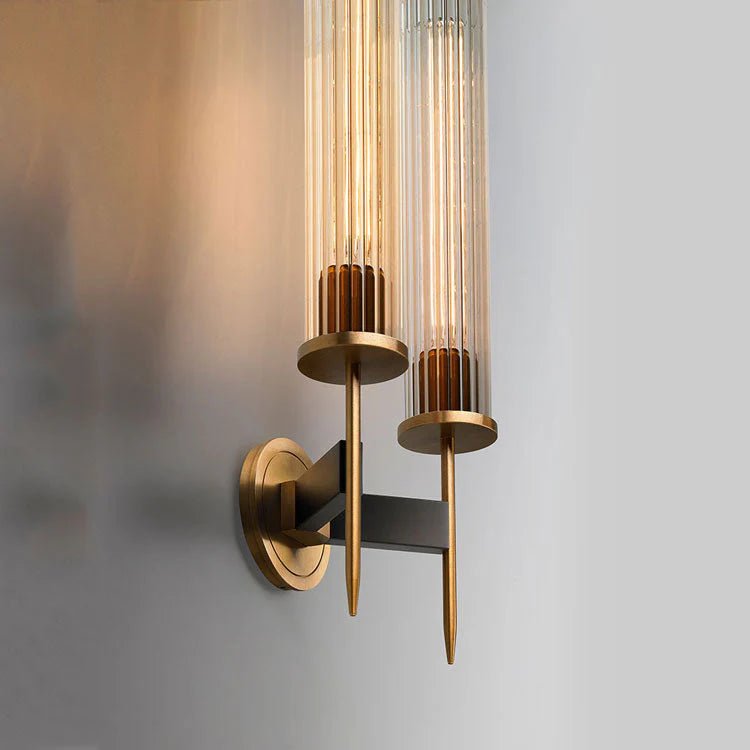 Chevelle Double Sconce, Modern Solid Brass Glass Wall Lamp - Blushlighting