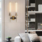 Chevelle Double Sconce, Modern Solid Brass Glass Wall Lamp - Blushlighting