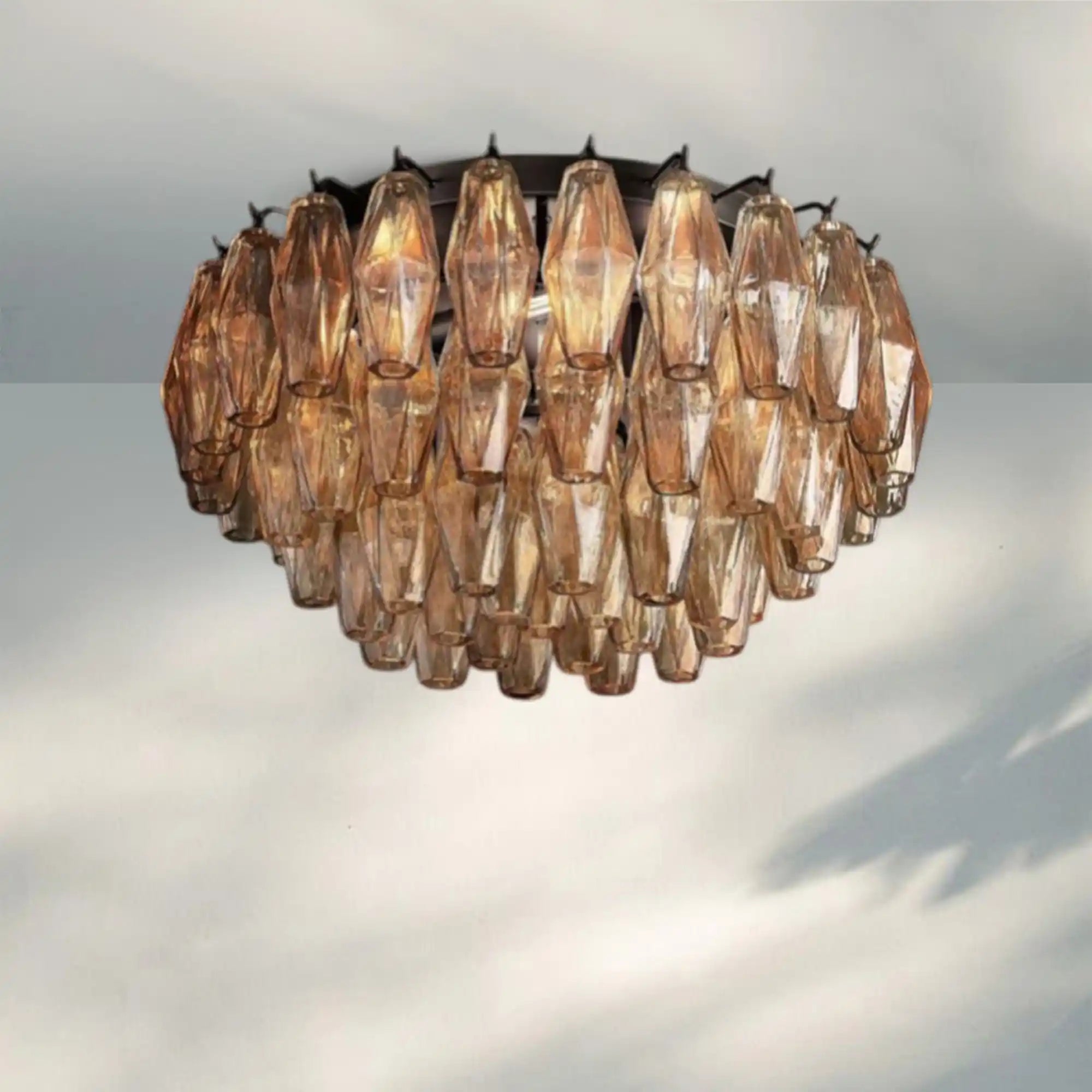 Chiare Glass Round Flush Mount 17" 24‘’-17''-Bronze-Smoke