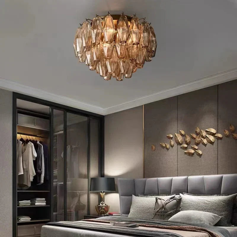 Chiare Glass Round Flush Mount 17" 24‘’-