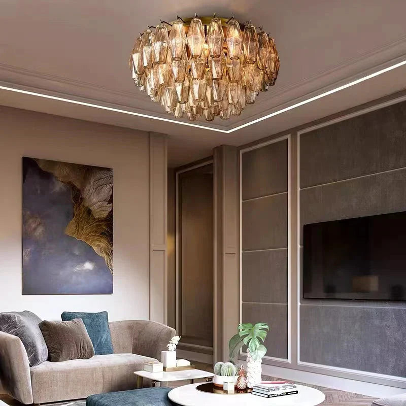 Chiare Glass Round Flush Mount 17" 24‘’-