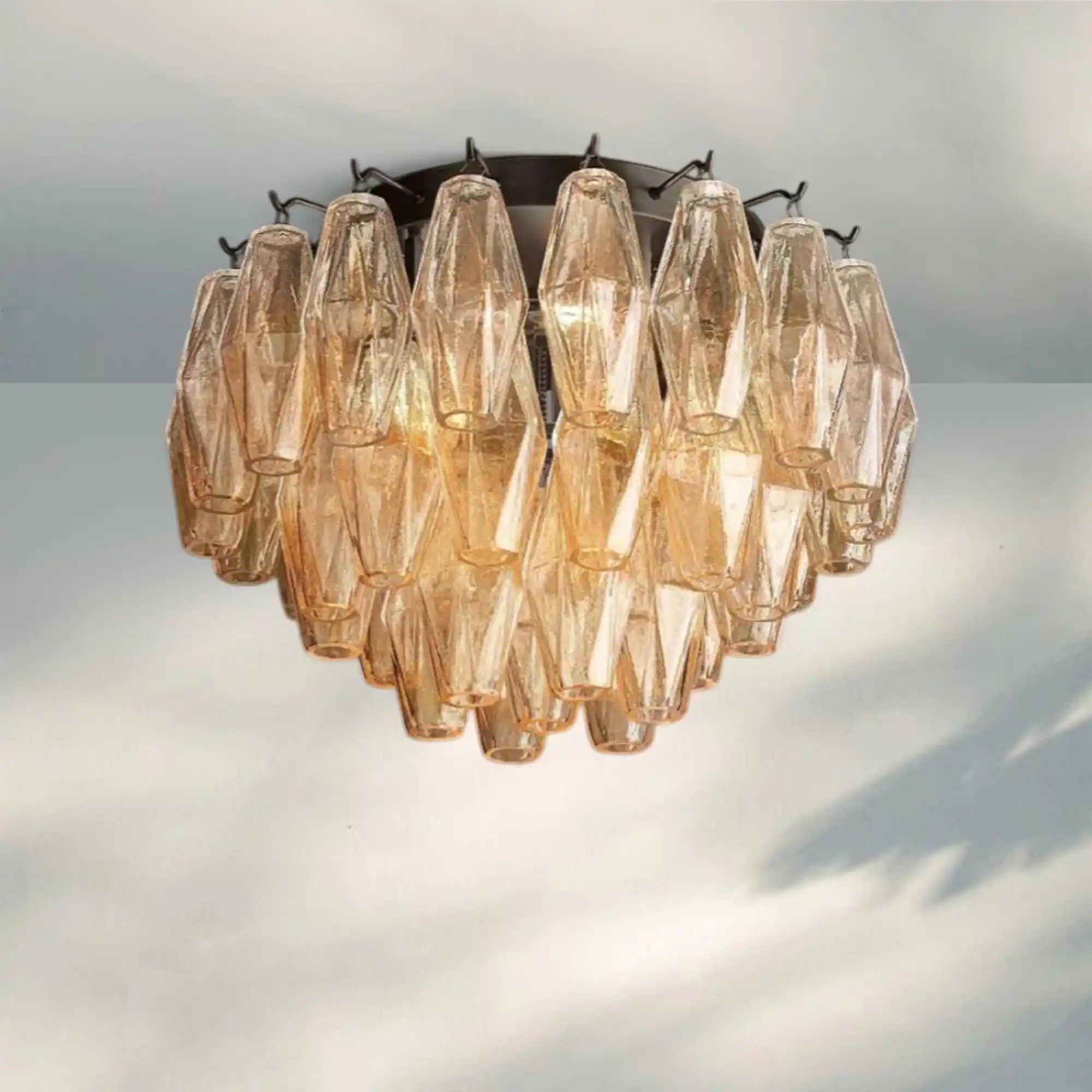 Chiare Glass Round Flush Mount 17" 24‘’-17''-Bronze-Clear