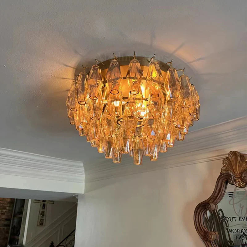 Chiare Glass Round Flush Mount 17" 24‘’-