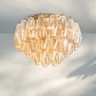 Chiare Glass Round Flush Mount 17" 24‘’-17''-Lacquered Burnished Brass-Clear