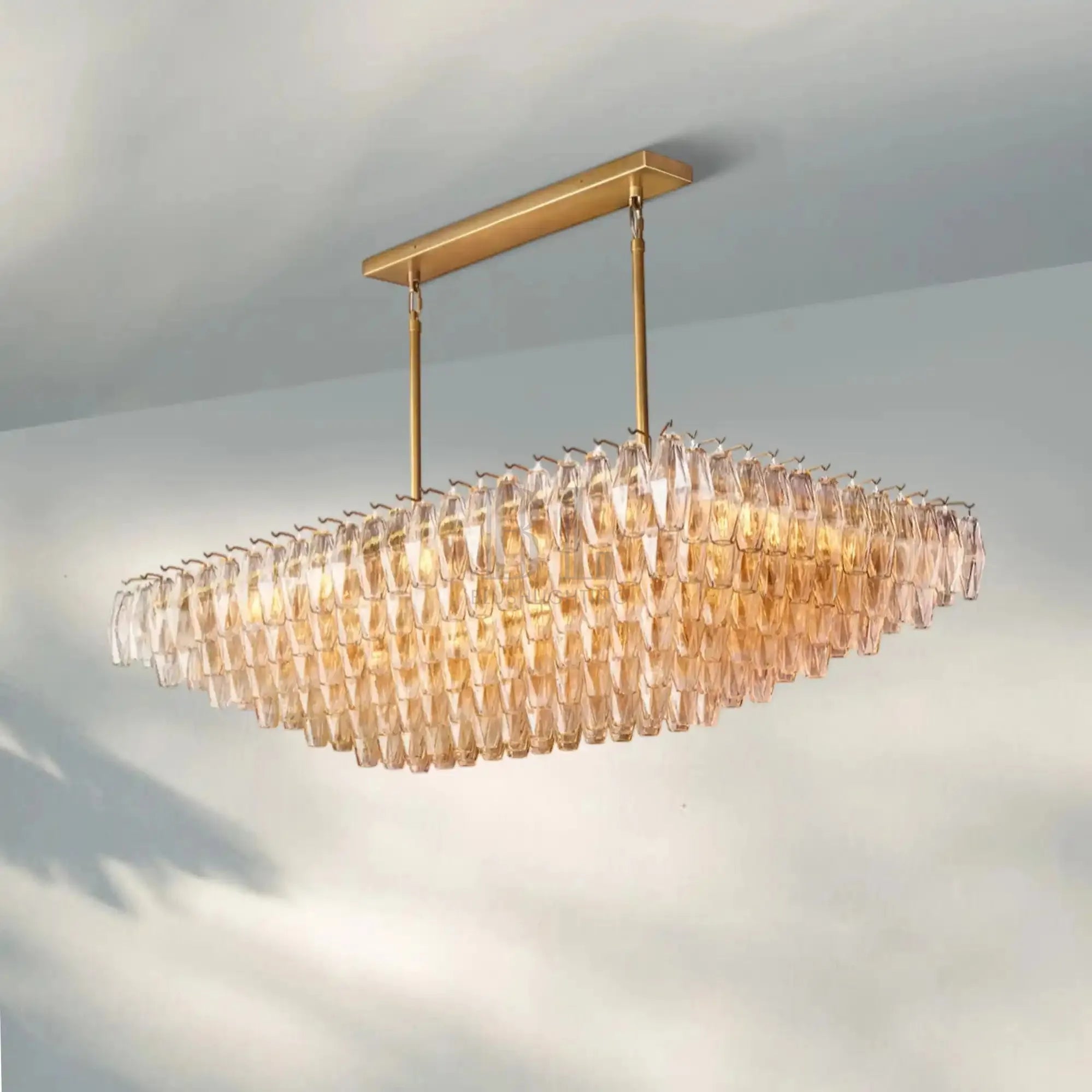 Chiare Glass Tiered Rectangular Chandelier 54'' 74''-