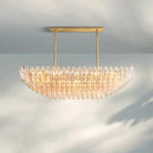 Chiare Glass Tiered Rectangular Chandelier 54'' 74''-54''-Lacquered Burnished Brass-Clear