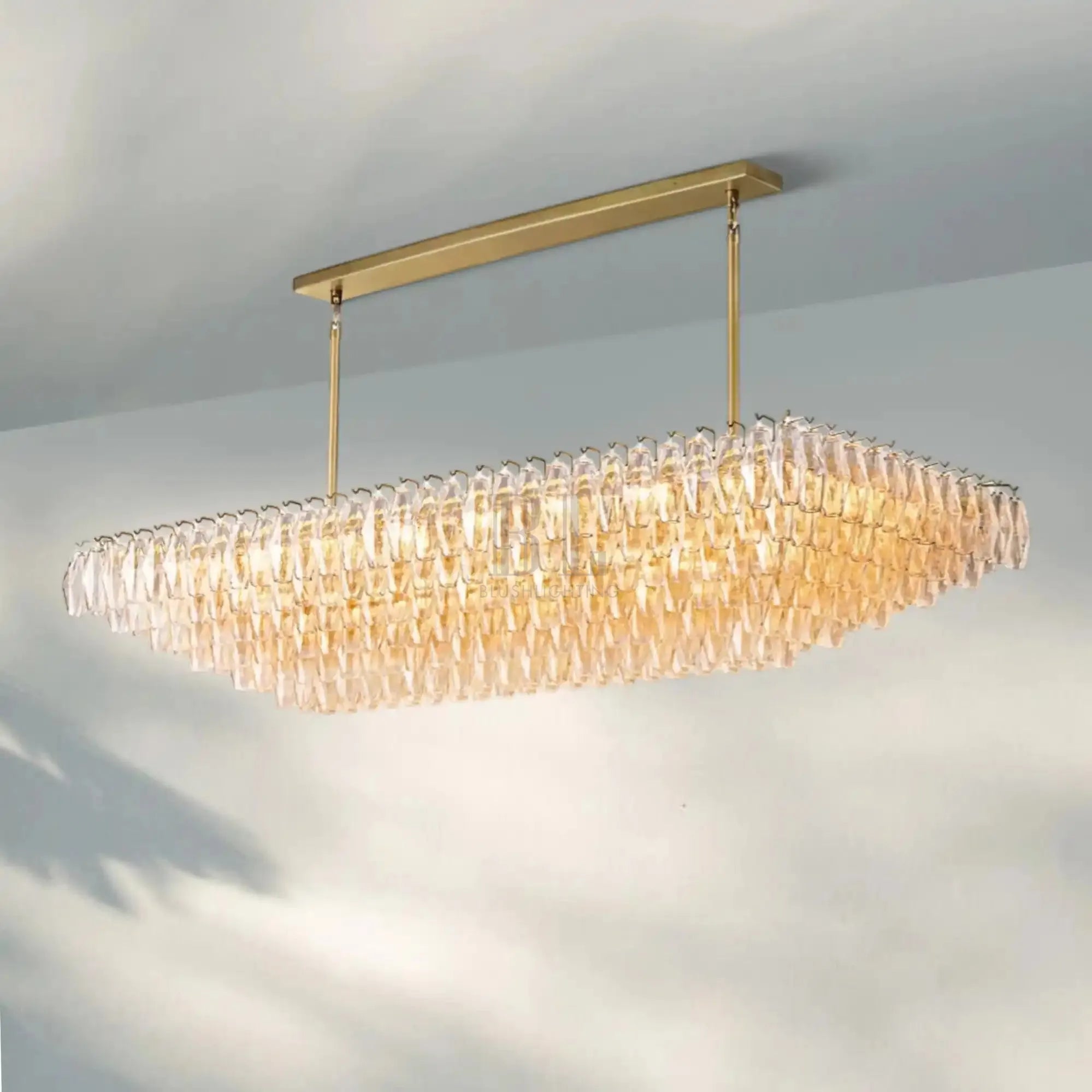 Chiare Glass Tiered Rectangular Chandelier 54'' 74''-