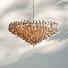 Chiare Glass Tiered Round Chandelier 37‘’ 47‘’ 62‘’-47'' 26-Light-Matte Black-Smoke