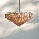 Chiare Glass Tiered Round Chandelier 37‘’ 47‘’ 62‘’-47'' 26-Light-Matte Black-Smoke