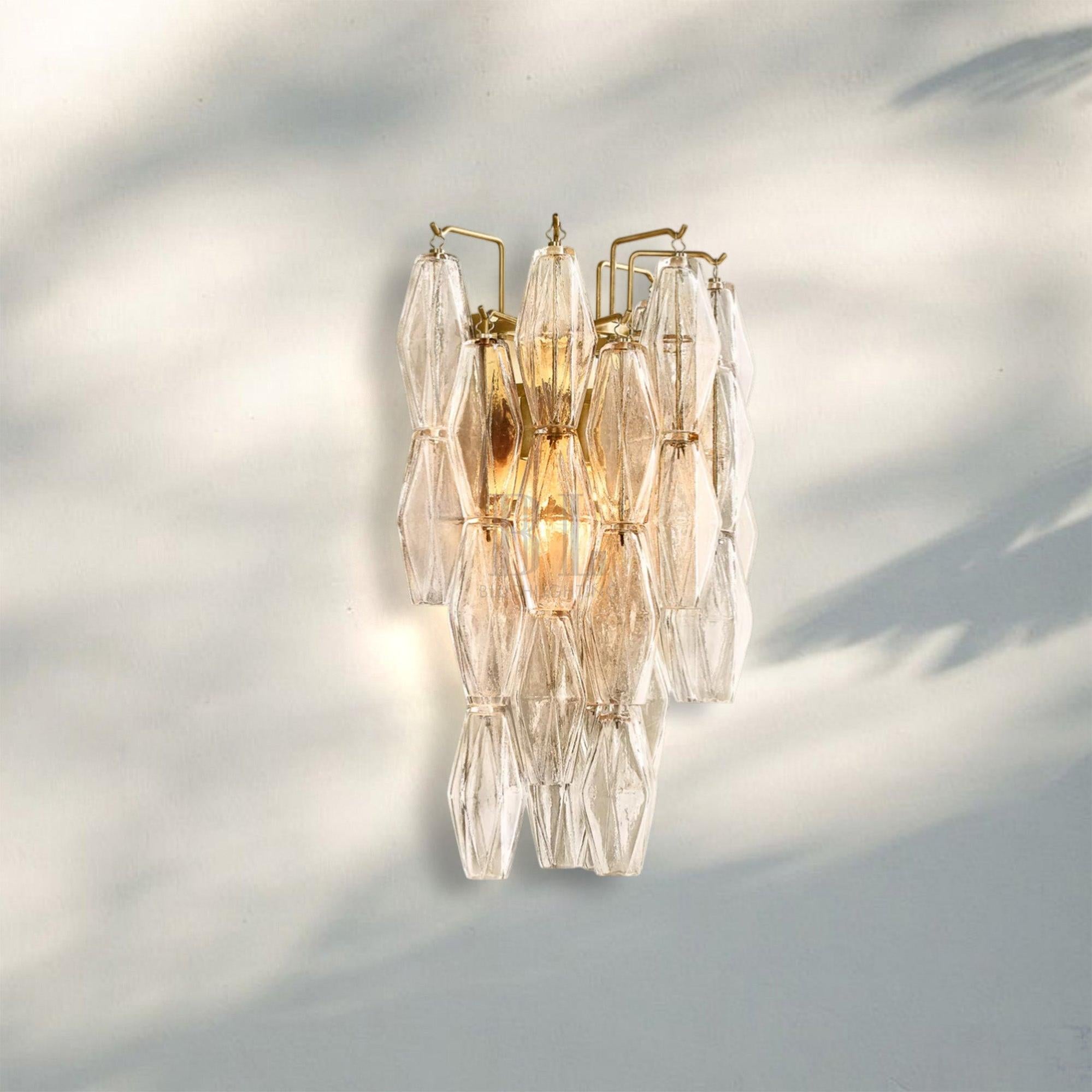 Chiare Glass Wall Sconce 19'' 30''-19''-Brass-Clear
