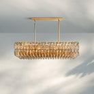 Chiare Modern Glass Rectangular Glass Chandelier 54" 74″-54''-Lacquered Burnished Brass-Smoke