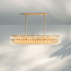 Chiare Modern Glass Rectangular Glass Chandelier 54" 74″-54''-Lacquered Burnished Brass-Clear