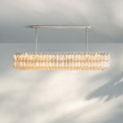 Chiare Modern Glass Rectangular Glass Chandelier 54" 74″-74''-Satin Nickel-Clear