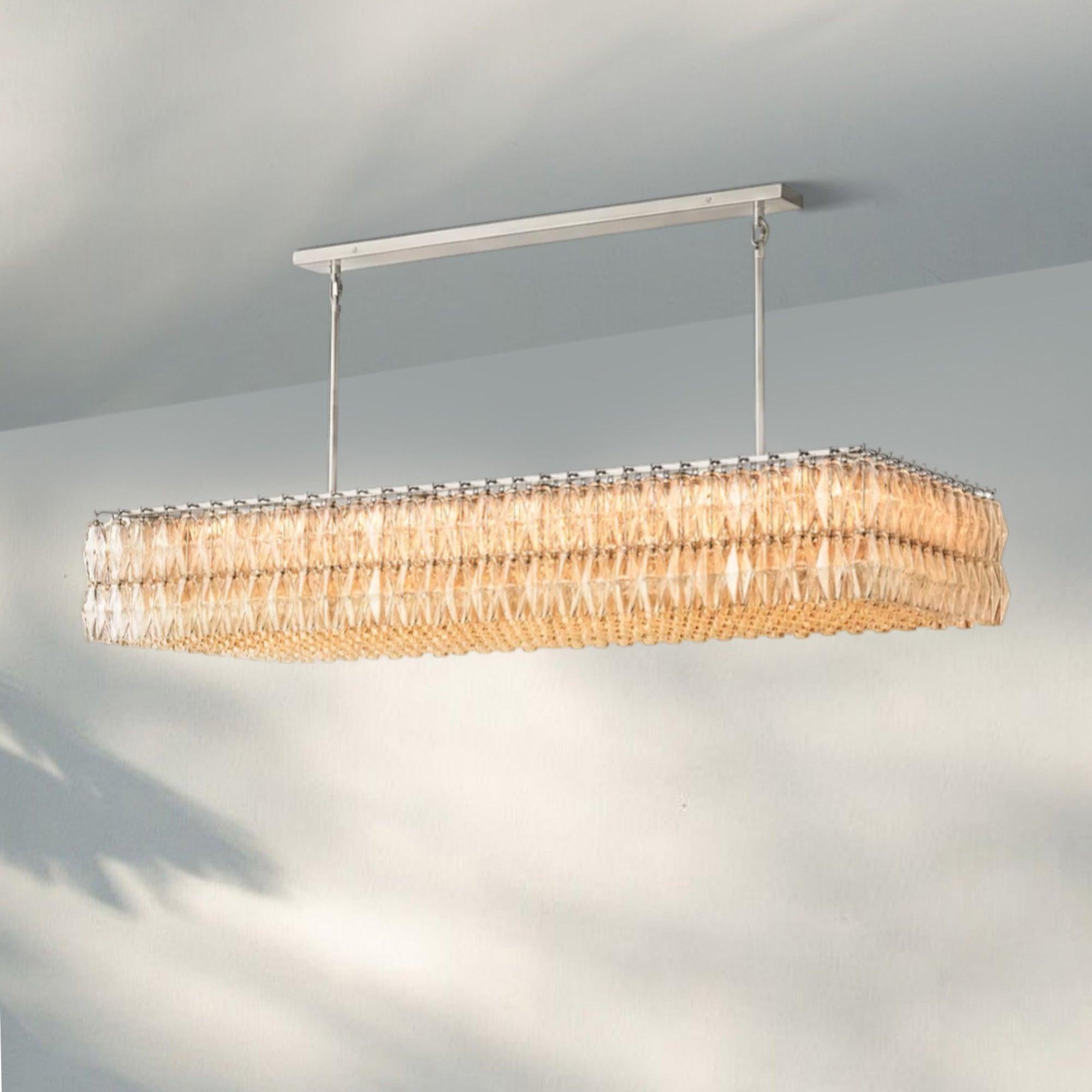 Chiare Modern Glass Rectangular Glass Chandelier 54" 74″-