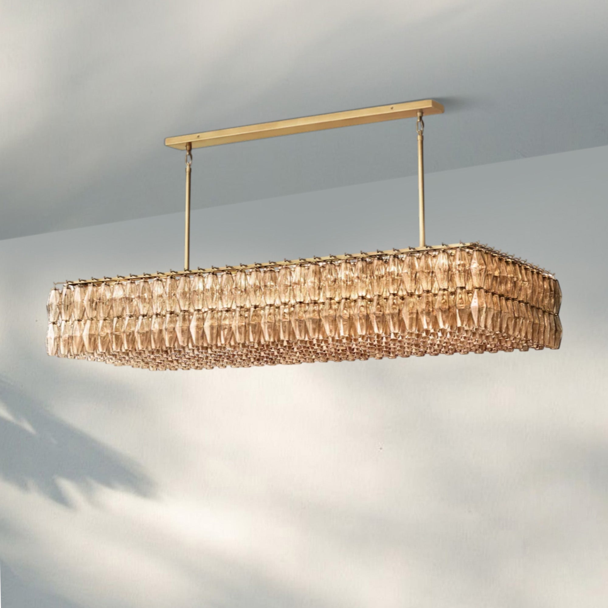 Chiare Modern Glass Rectangular Glass Chandelier 54" 74″-