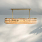 Chiare Modern Glass Rectangular Glass Chandelier 54" 74″-74''-Lacquered Burnished Brass-Clear