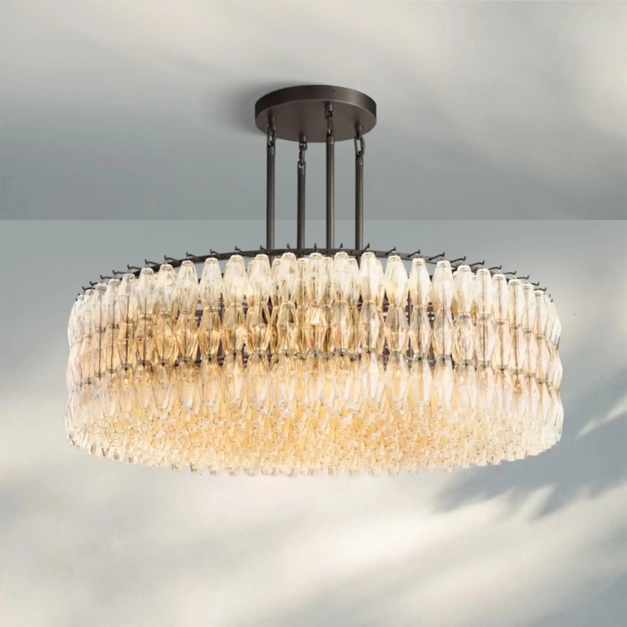 Chiare Modern Round Glass Chandelier 37'' 47'' 61''-61''-Bronze-Clear