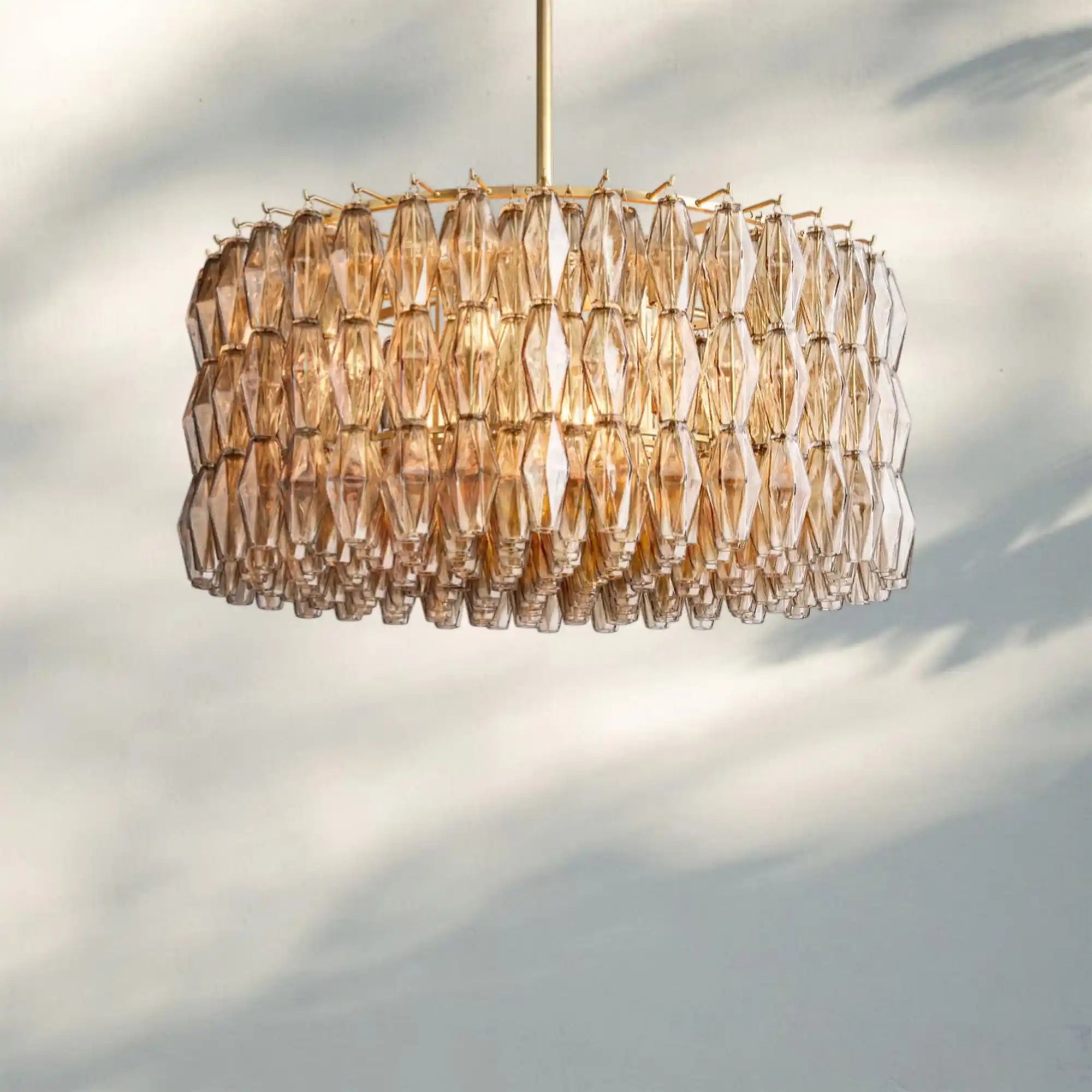 Chiare Modern Round Glass Chandelier 37'' 47'' 61''-37''-Brass-Smoke